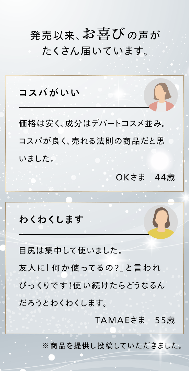発売以来お喜びの声がたくさん「コスパがいい」「わくわくします」
