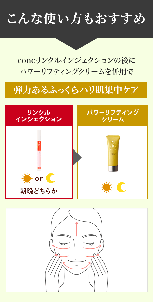 conc リンクルインジェクションのあとにパワーリフティングクリームの併用もおすすめ