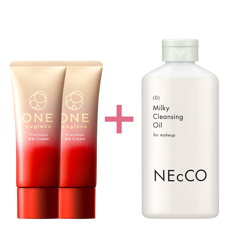ONE プレシャス リンクルホワイト BBクリーム（25g）2本+ネッコ　クレンジングミルクオイル（80mL）