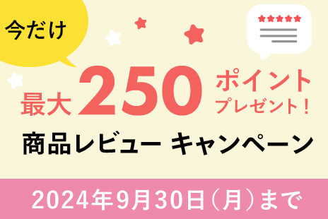 今だけ最大250ポイントプレゼント！商品レビューキャンペーン！