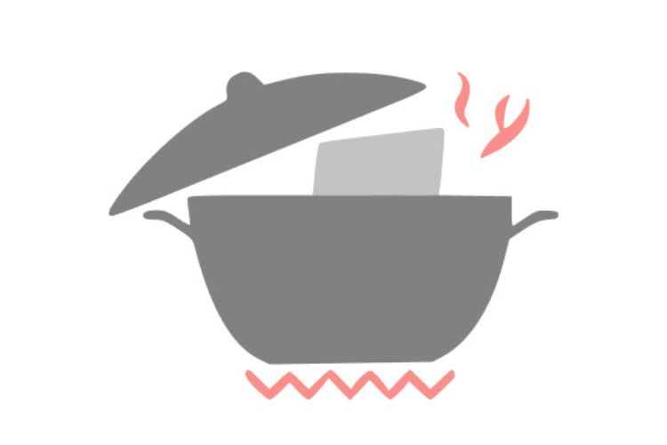レトルトパウチを湯煎しているアイコン