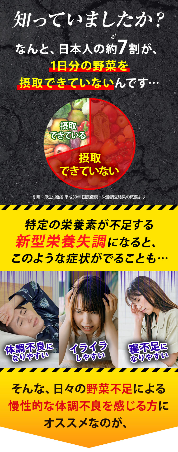 新型栄養失調になると、このような症状がでることも…