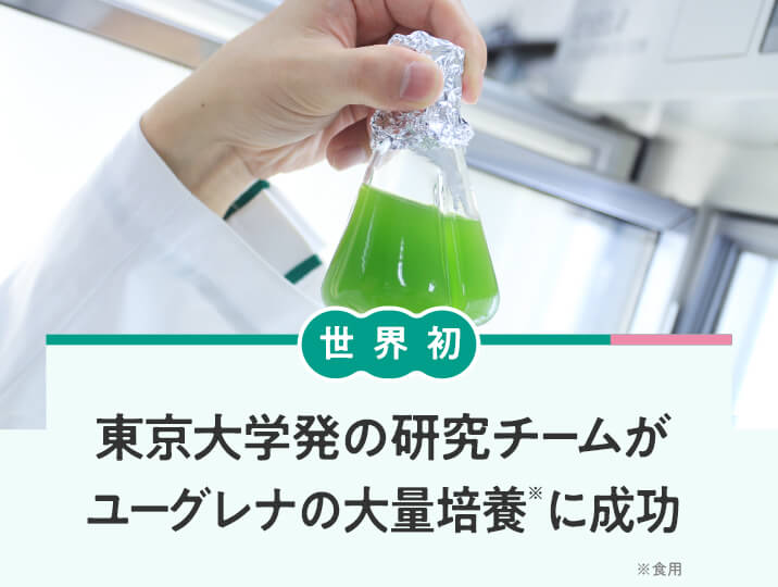 世界初　東京大学発の研究チームがユーグレナの大量培養※に成功　※食用